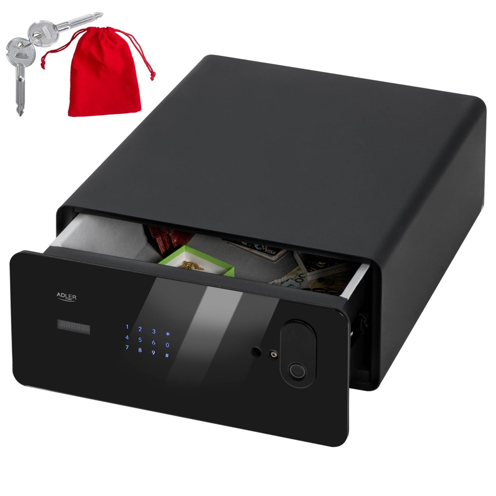 Berøringsskjermsafe med fingeravtrykksleser, 17 liters kapasitet og stålkonstruksjon