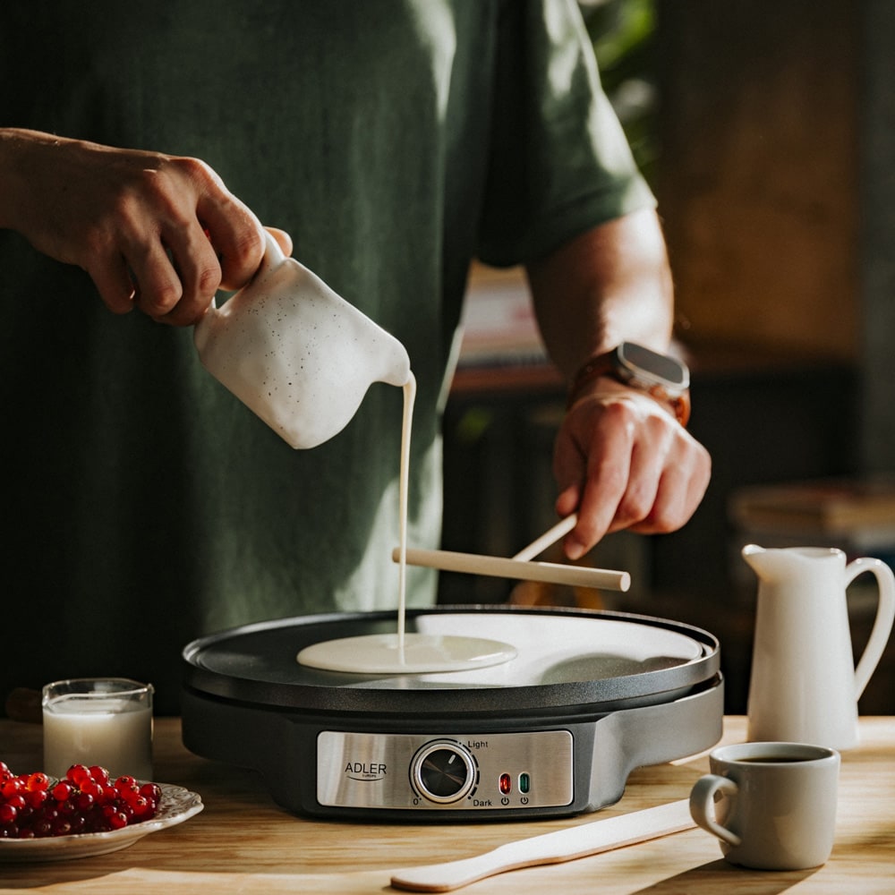 2-i-1 elektrisk pannekakemaskin 30 cm med dobbeltsidig plate 1600 W