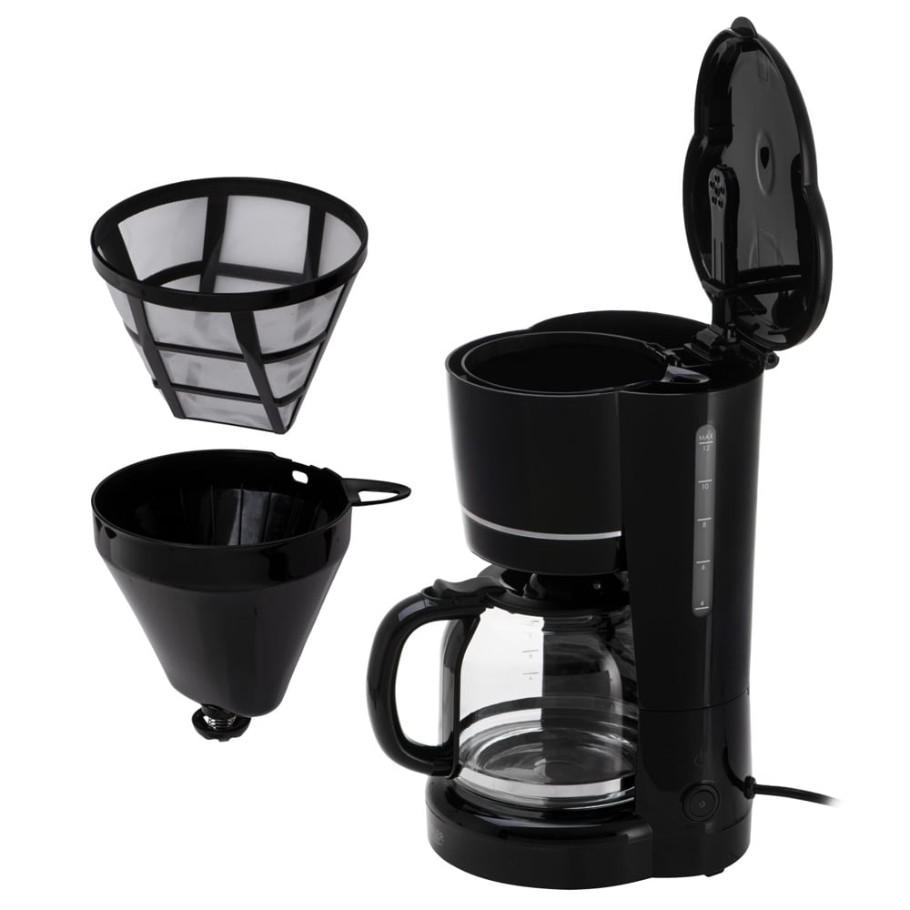 Kaffetrakter til 12 kopper / svart filterkaffetrakter / kaffebrygger / trakter