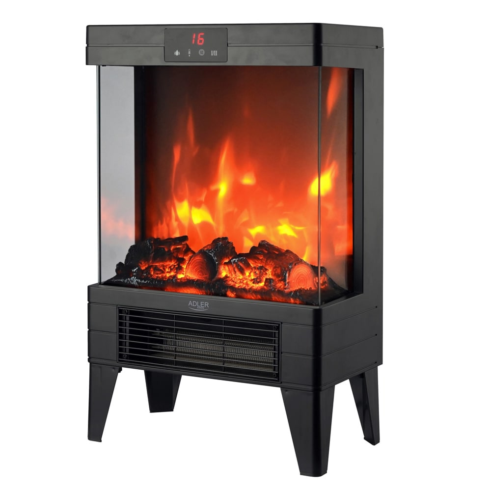 Elektrisk peis med 3D-flammeeffekt / varmeovn / peisovn med to varmenivåer 1000/2000 W