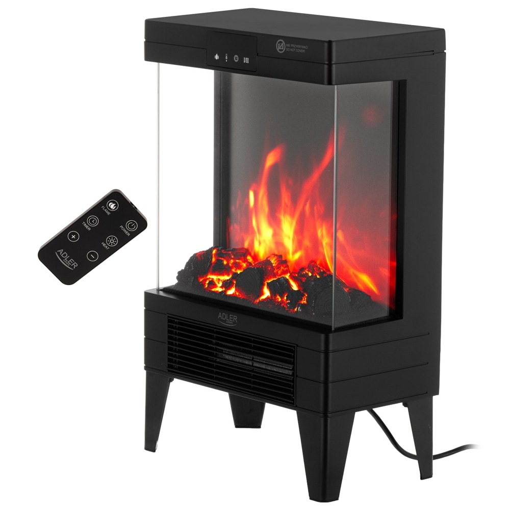 Elektrisk peis med 3D-flammeeffekt / varmeovn / peisovn med to varmenivåer 1000/2000 W