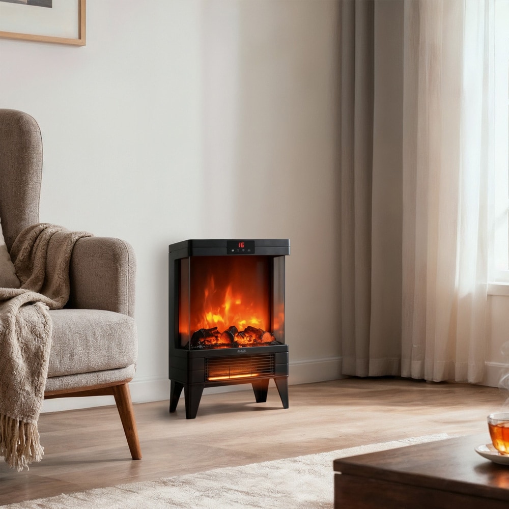 Elektrisk komfyr med 3D-flammeeffekt og to oppvarmingsmodi 1000/2000 W