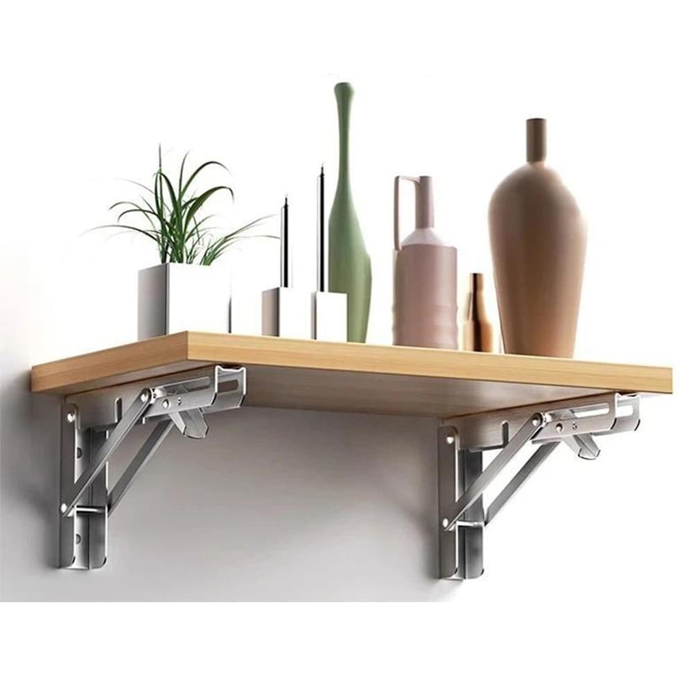 Sammenleggbare veggbraketter 20 cm 2-pk - Hvit