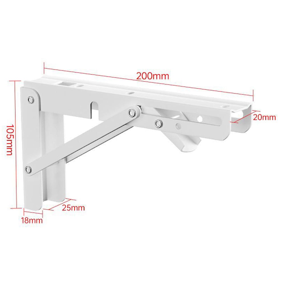 Sammenleggbare veggbraketter 20 cm 2-pk - Hvit