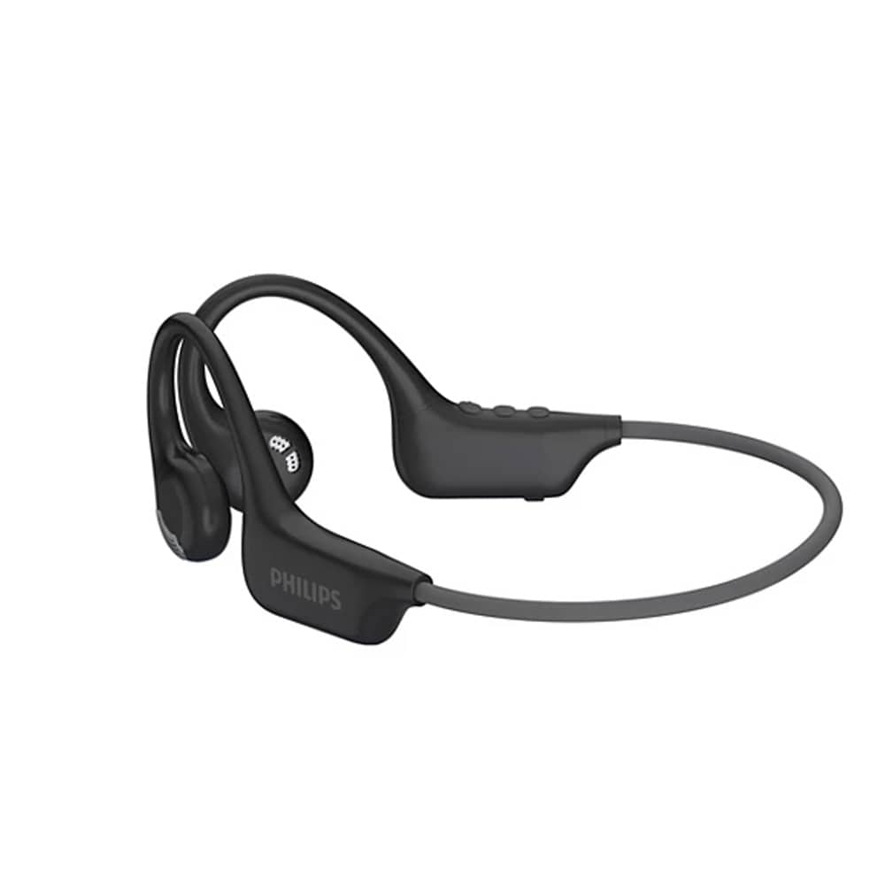 Philips trådløst sportshodesett med åpne ører, AI-mikrofon og IPX4-klassifisering - Svart