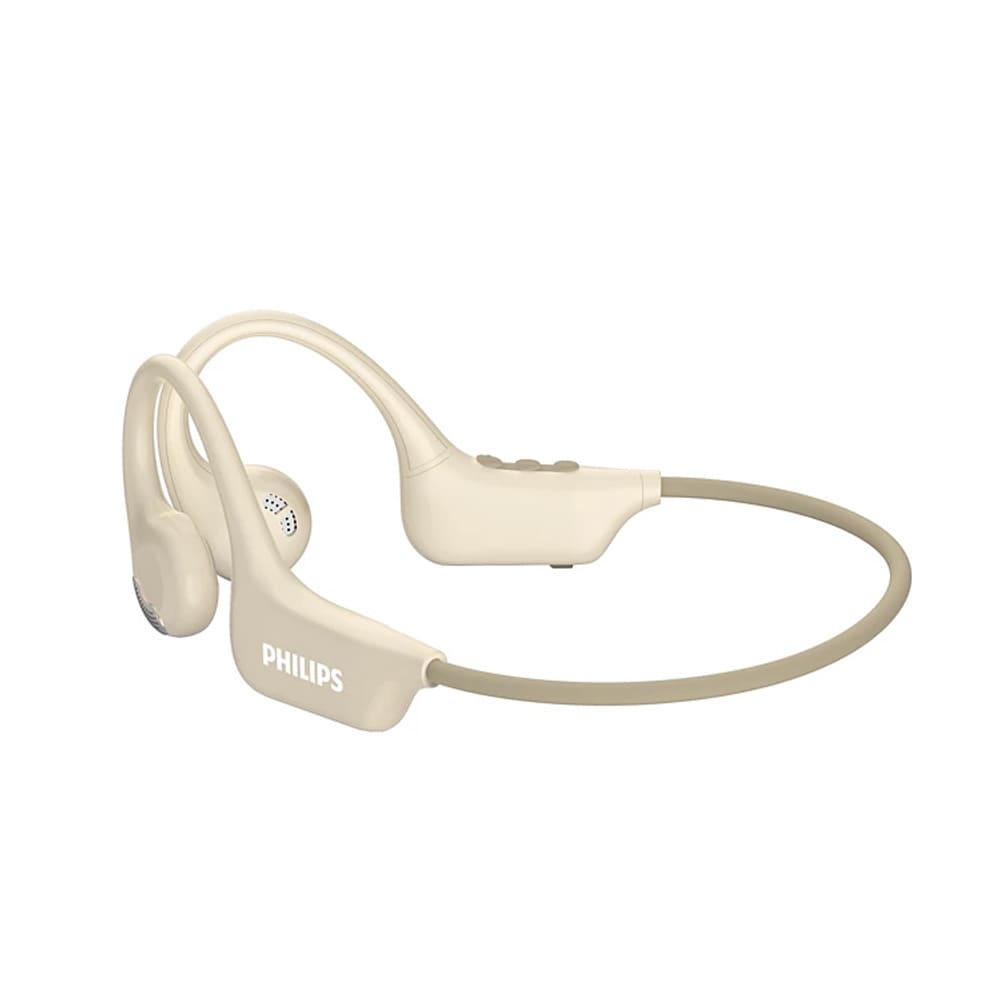 Philips trådløst sportshodesett med åpne ører, AI-mikrofon og IPX4-klassifisering - Hvit
