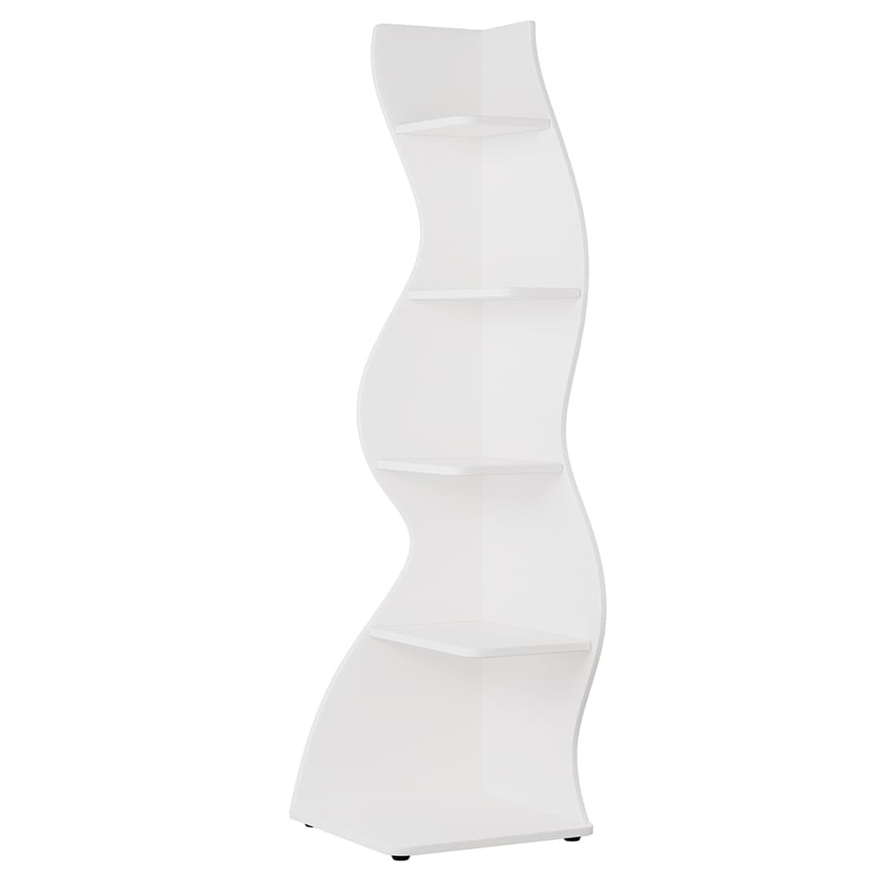 Hvit hjørnebokhylle / hjørnehylle / bokhylle / hylle med 5 justerbare hyller i moderne design