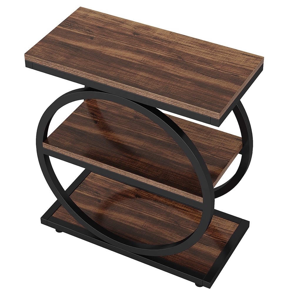 Sidebord med 3 hyller brun/svart / avlastningsbord med oppbevaring / smalt bord