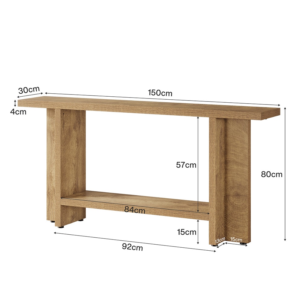 Avlastningsbord i tre / konsollbord til gangen / smalt sidebord med hylle og oppbevaring