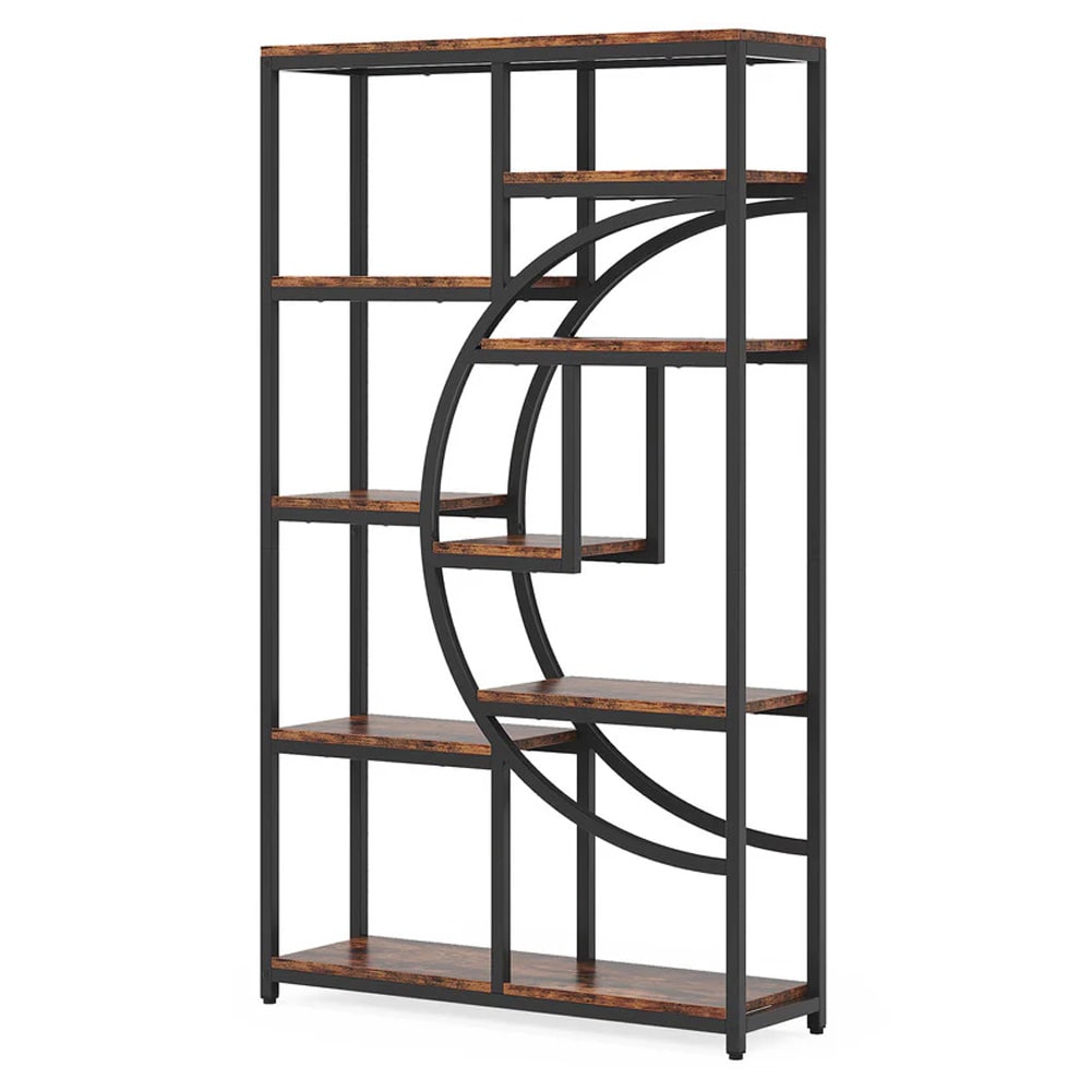 Bokhylle i metall og tre / industriell bokhylle / rustikk oppbevaringshylle 175x95x30cm