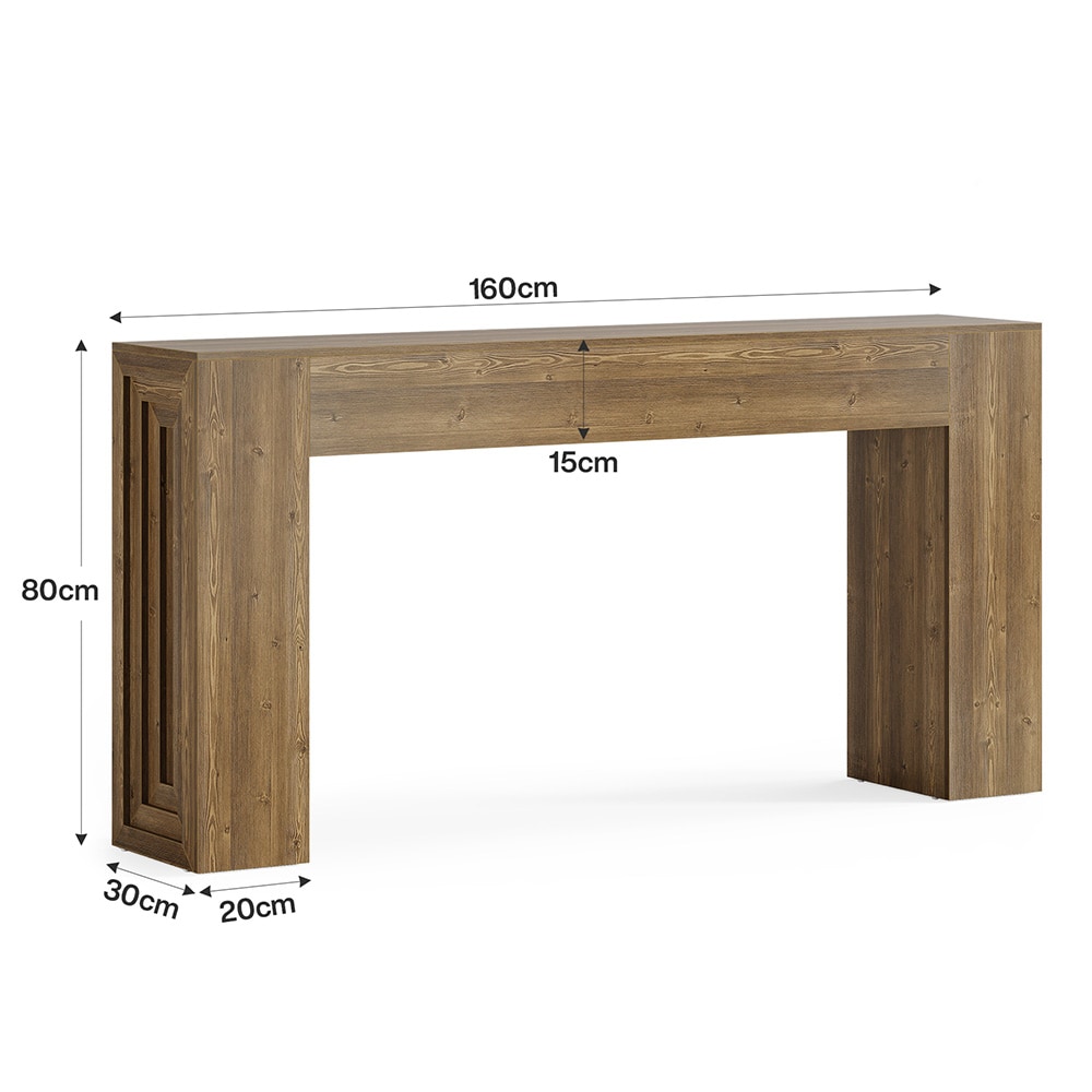 Konsollbord 160x30x80cm / avlastningsbord / sidebord i tre med landlig design