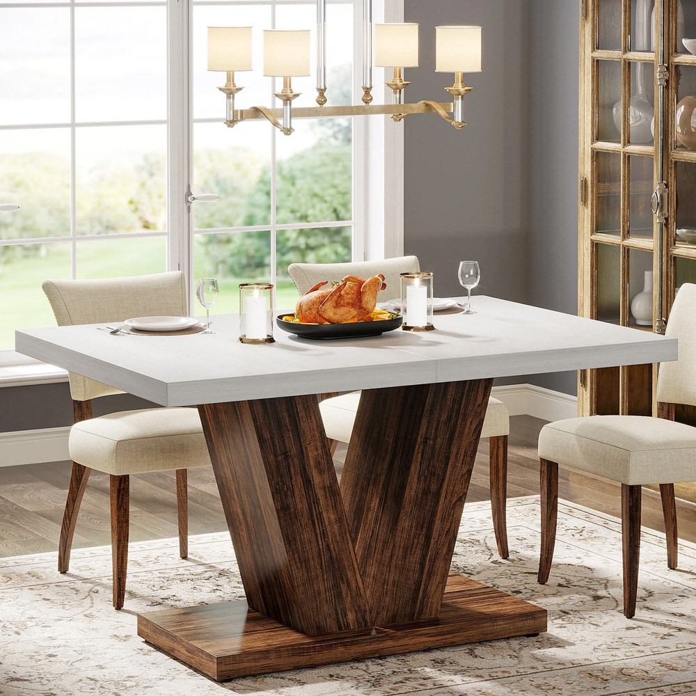 Spisebord 120x80cm - Hvit/eik