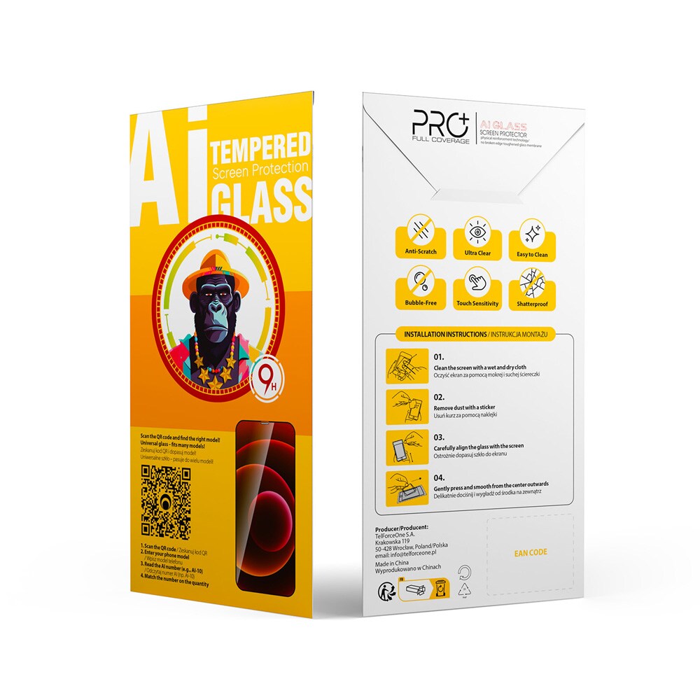 Univeralt herdet skjermbeskytter 9D OneFit 6,8"