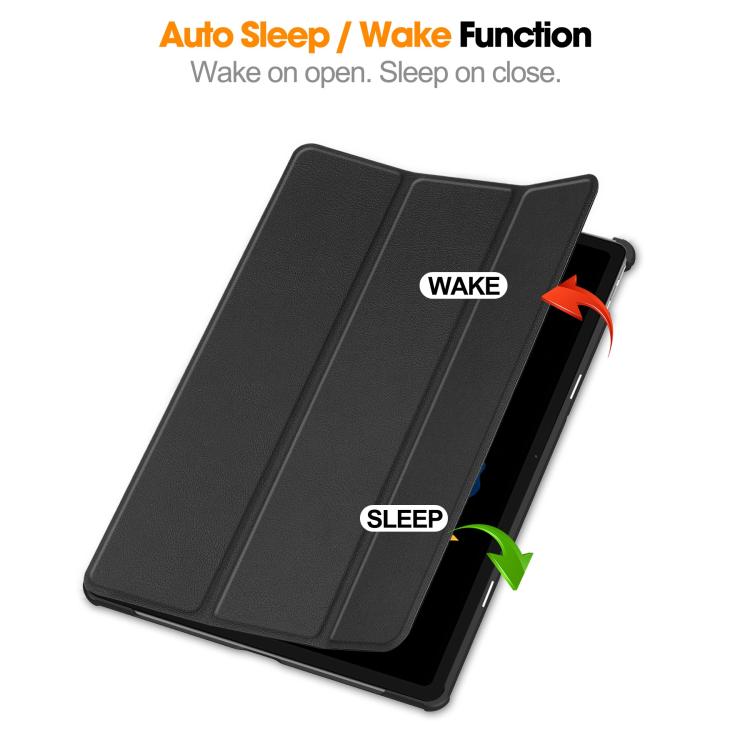 Trifold-etui med stativ til Lenovo Idea Tab Plus 12,1" – Svart
