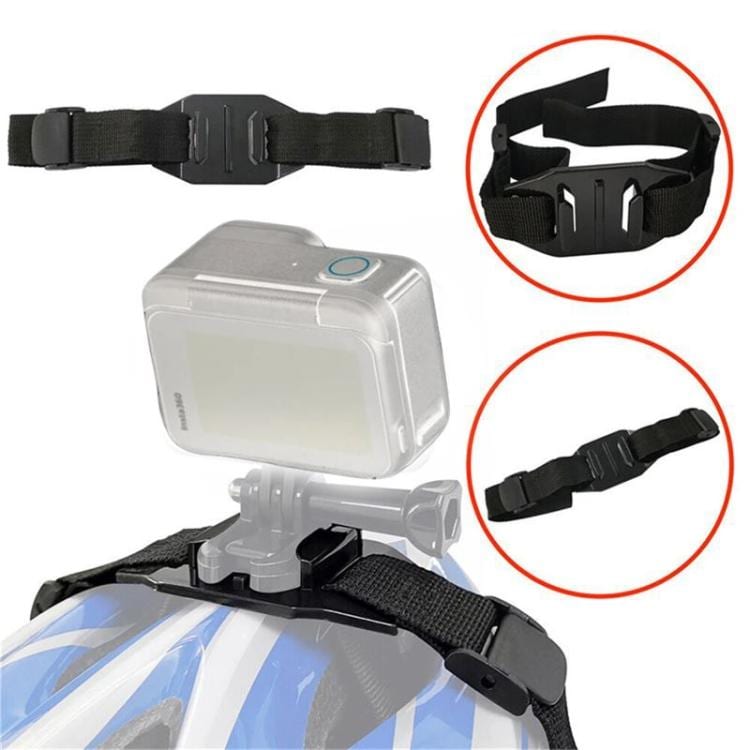 Hjelmfeste med justerbar stropp for GoPro, Insta360, DJI osv.