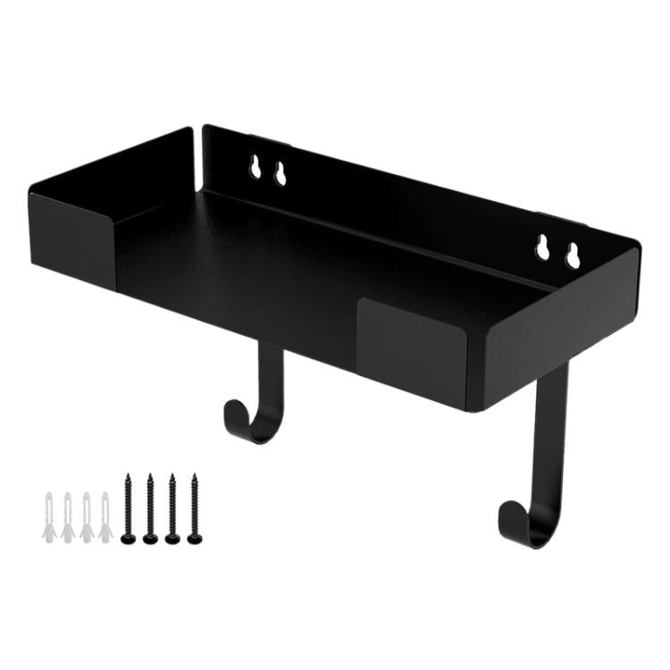 Vegghylle av metall med 2 kroker - Svart