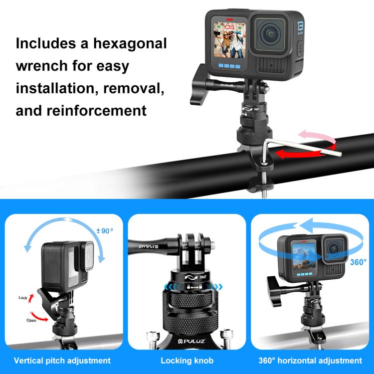 360° actionkamerafeste for aluminiumsstyr