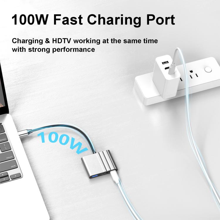 3-i-1 USB-C-adapter for lading og bildeoverføring
