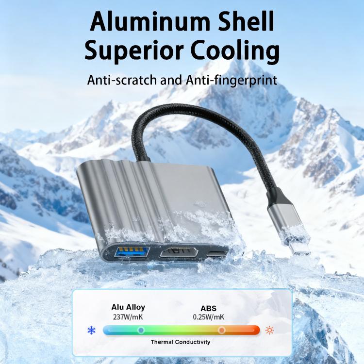 3-i-1 USB-C-adapter for lading og bildeoverføring