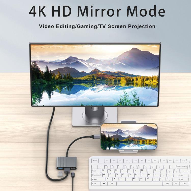 3-i-1 USB-C-adapter for lading og bildeoverføring