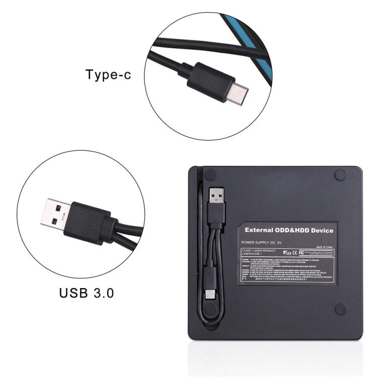 Ekstern DVD/CD-brenner med USB 3.0 og USB-C