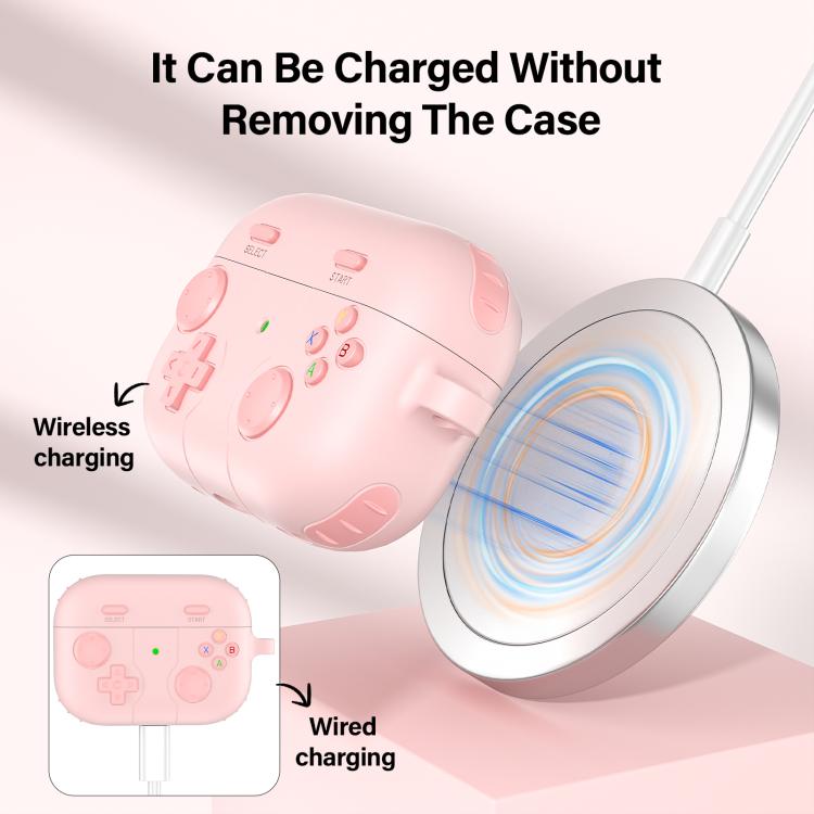 Silikondeksel i spillkontrolldesign til AirPods Pro 2 – Rosa