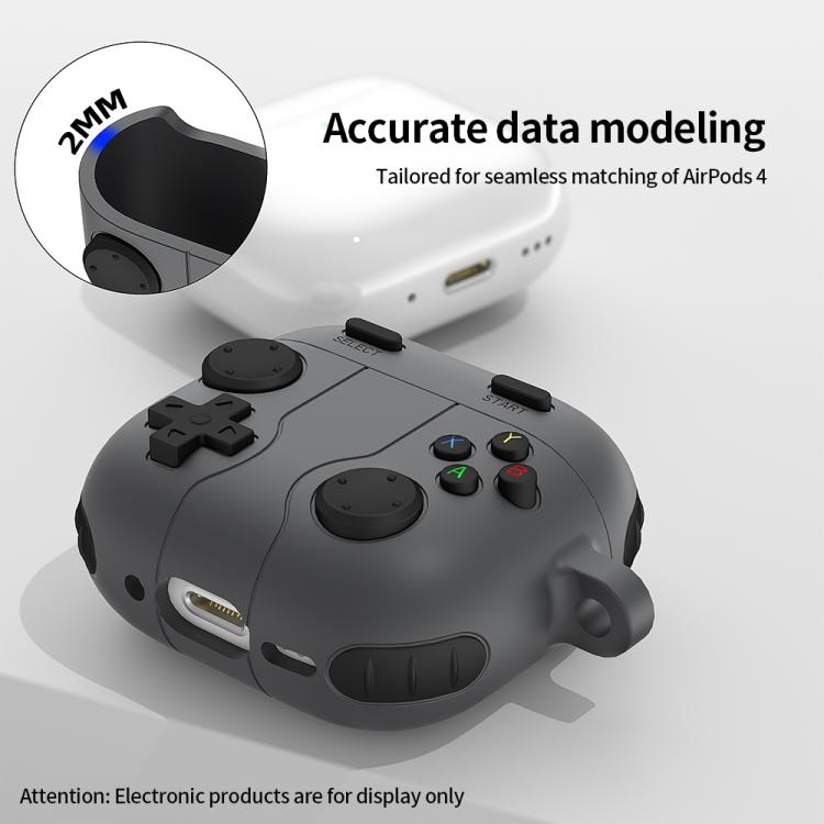 Silikondeksel i spillkontrolldesign til AirPods 4 – Grå
