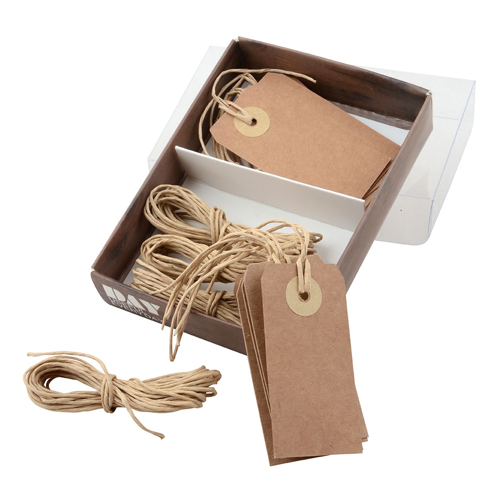 Day gaveetiketter med snor - 10-pakning