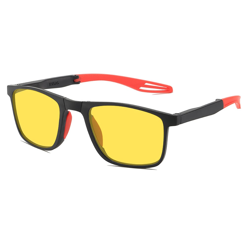 Sammenleggbare Night Vision Car Glasses med gul linse for nattkjøring