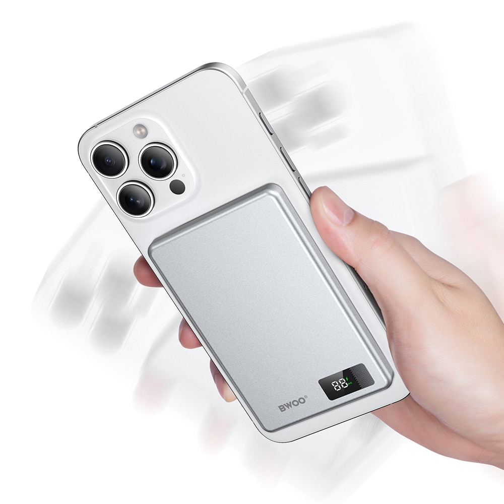 BWOO powerbank 5000 mAh med trådløs lading og PD 20W
