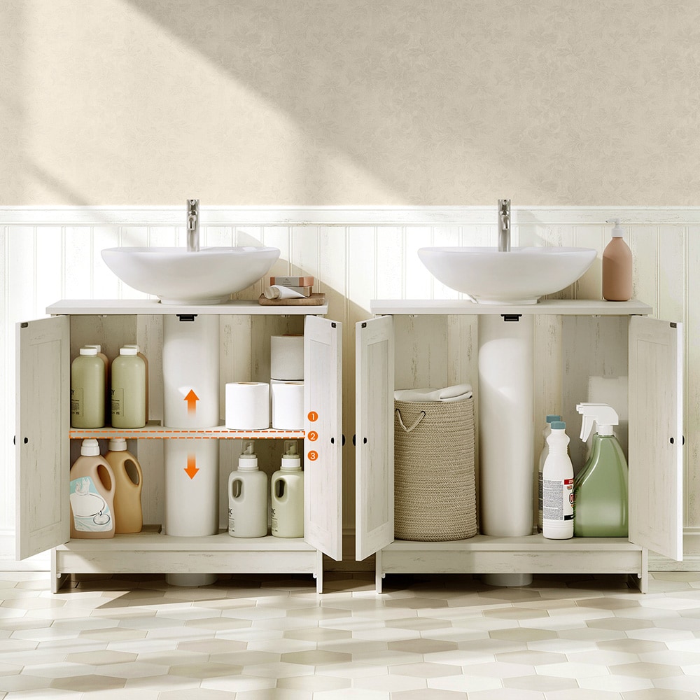 Servantskap 60x30x61 cm / underskap til vask / baderomsinnredning / rustikk hvitt baderomsskap