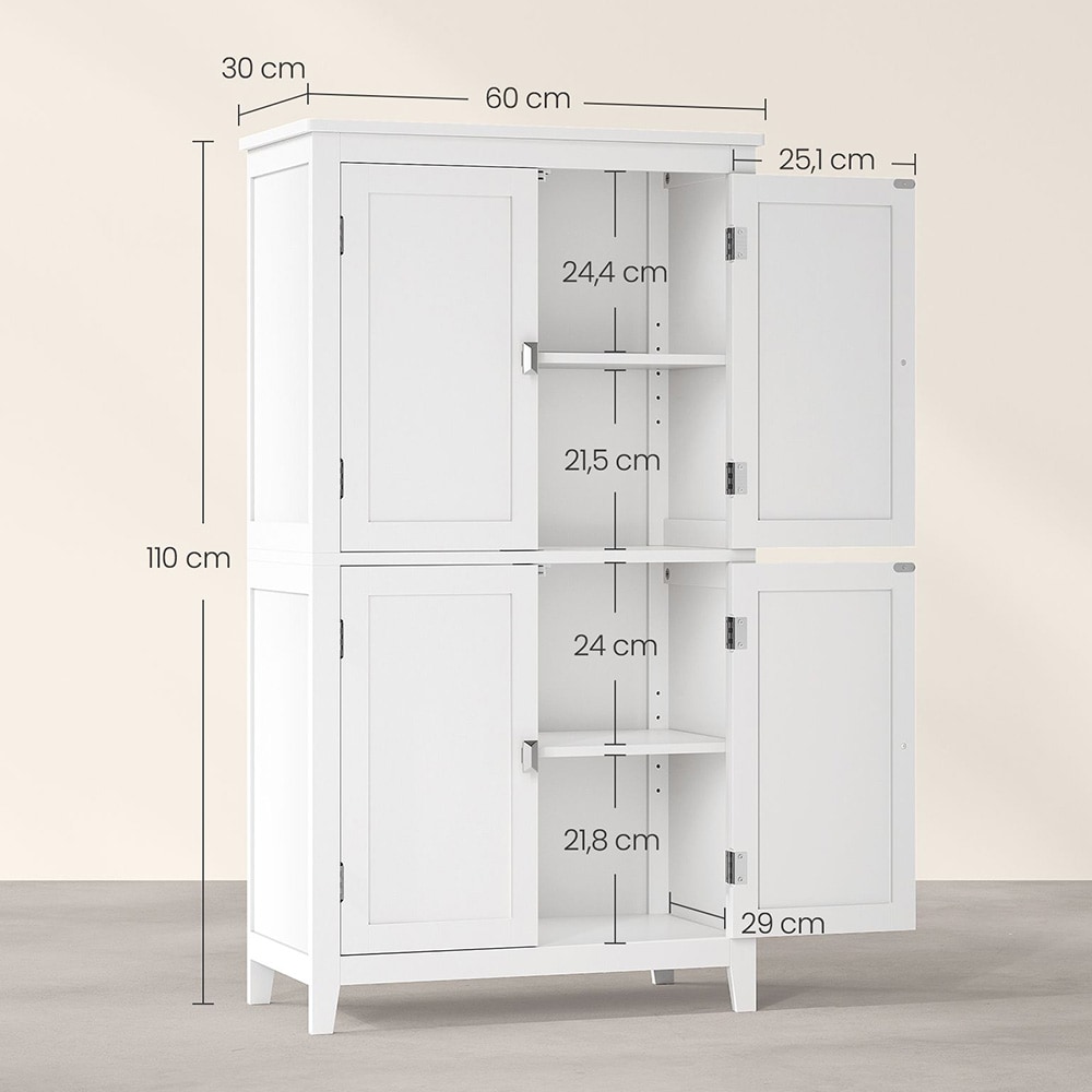 Baderomsskap 110 cm hvitt / skap med dører / baderomsoppbevaring / frittstående gulvskap