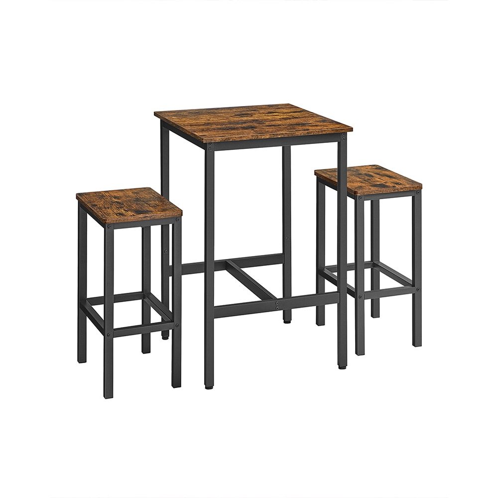Barbord med to krakker i industriell design - Brun/svart