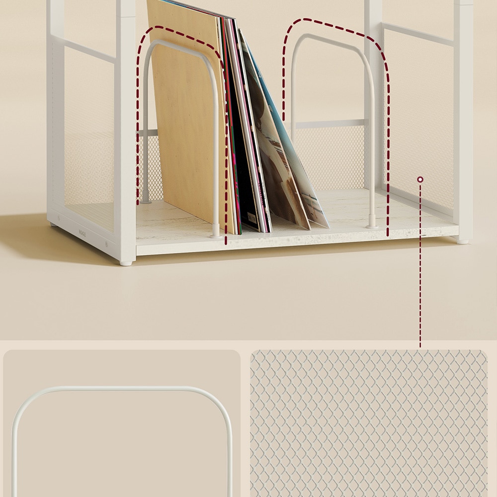 Stereobenk med vinylbrett 43 x 30 x 69 cm i hvit design