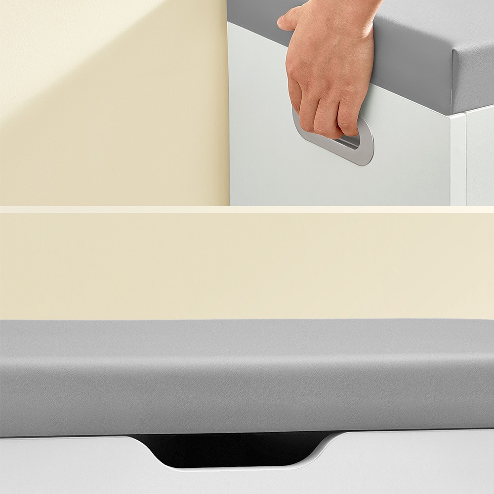 Oppbevaringsbenk 80 x 30 x 44 cm med sittepute og åpne rom - Hvit