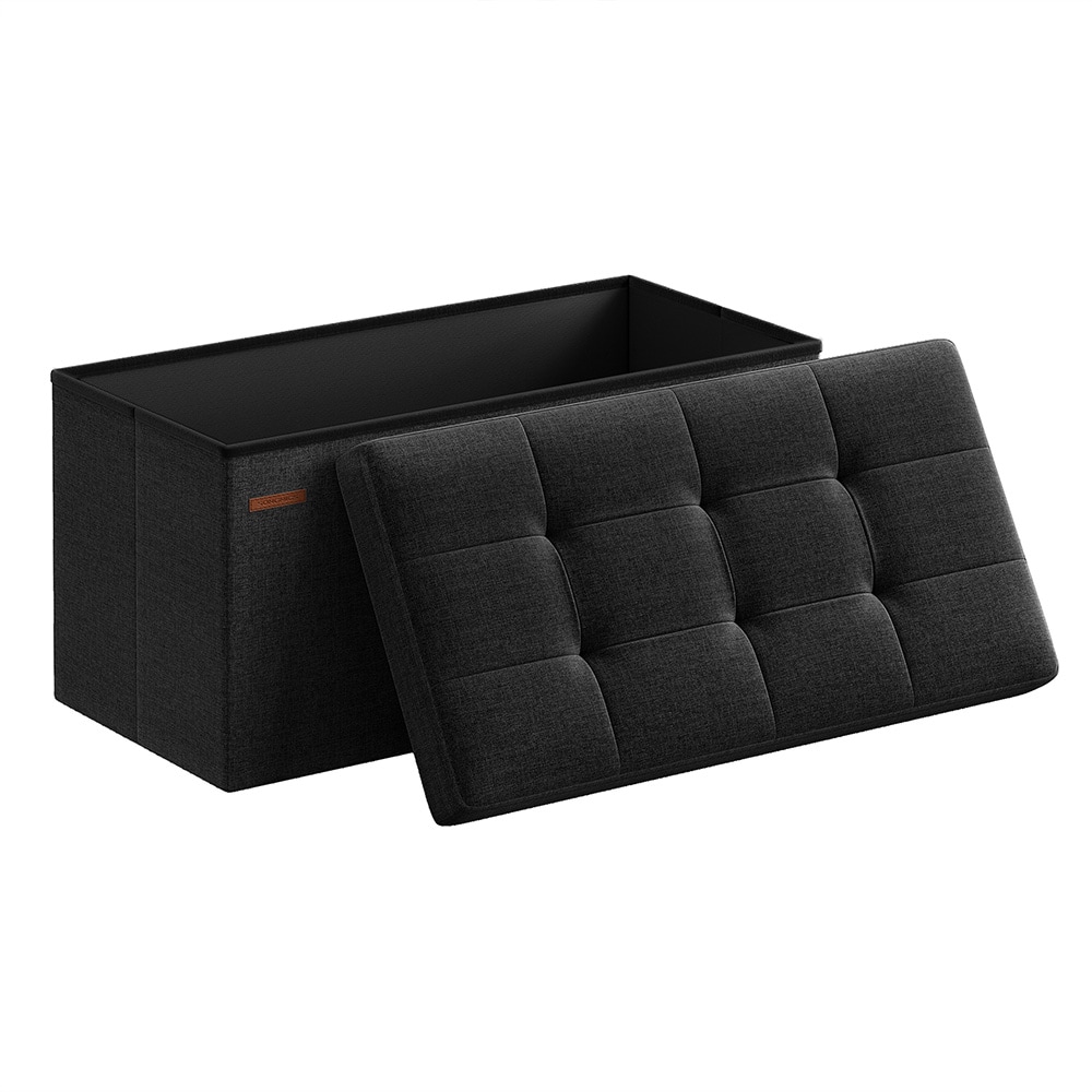 Sammenleggbar oppbevaringsbenk med sittepute 76cm - Svart