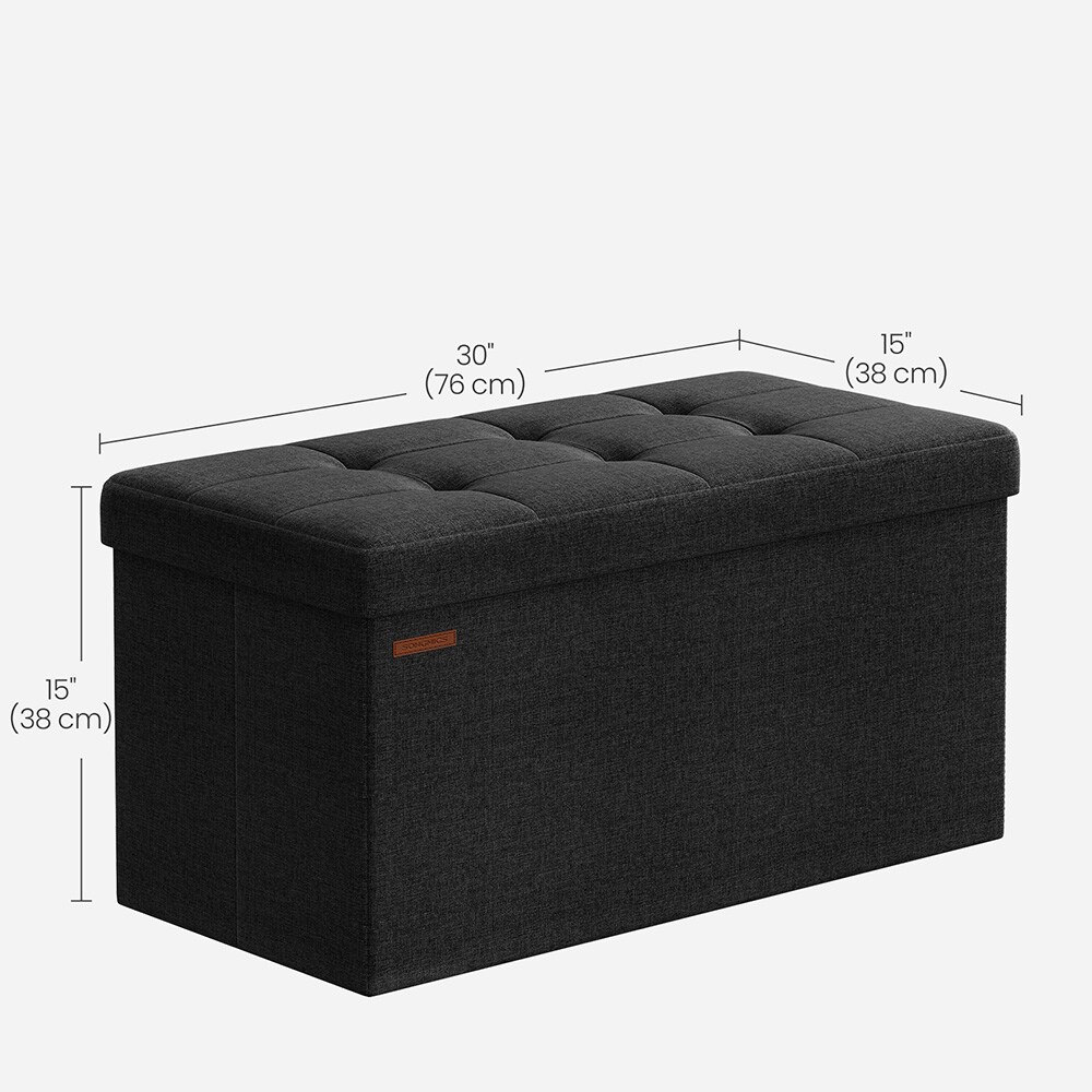 Sammenleggbar oppbevaringsbenk med sittepute 76cm - Svart
