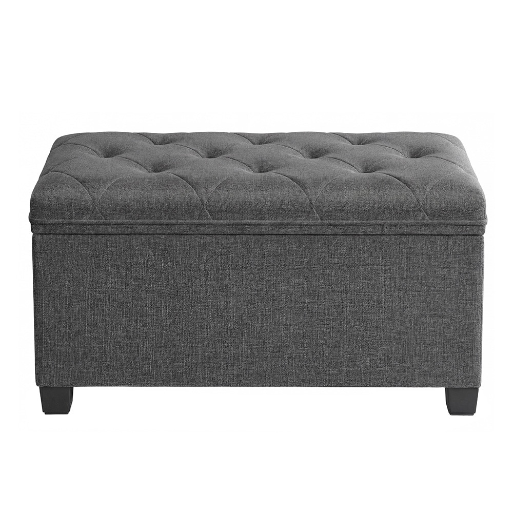 Myk oppbevaringsbenk med sittepute 76x40x40cm - Grå