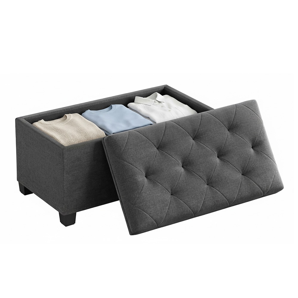 Myk oppbevaringsbenk med sittepute 76x40x40cm - Grå