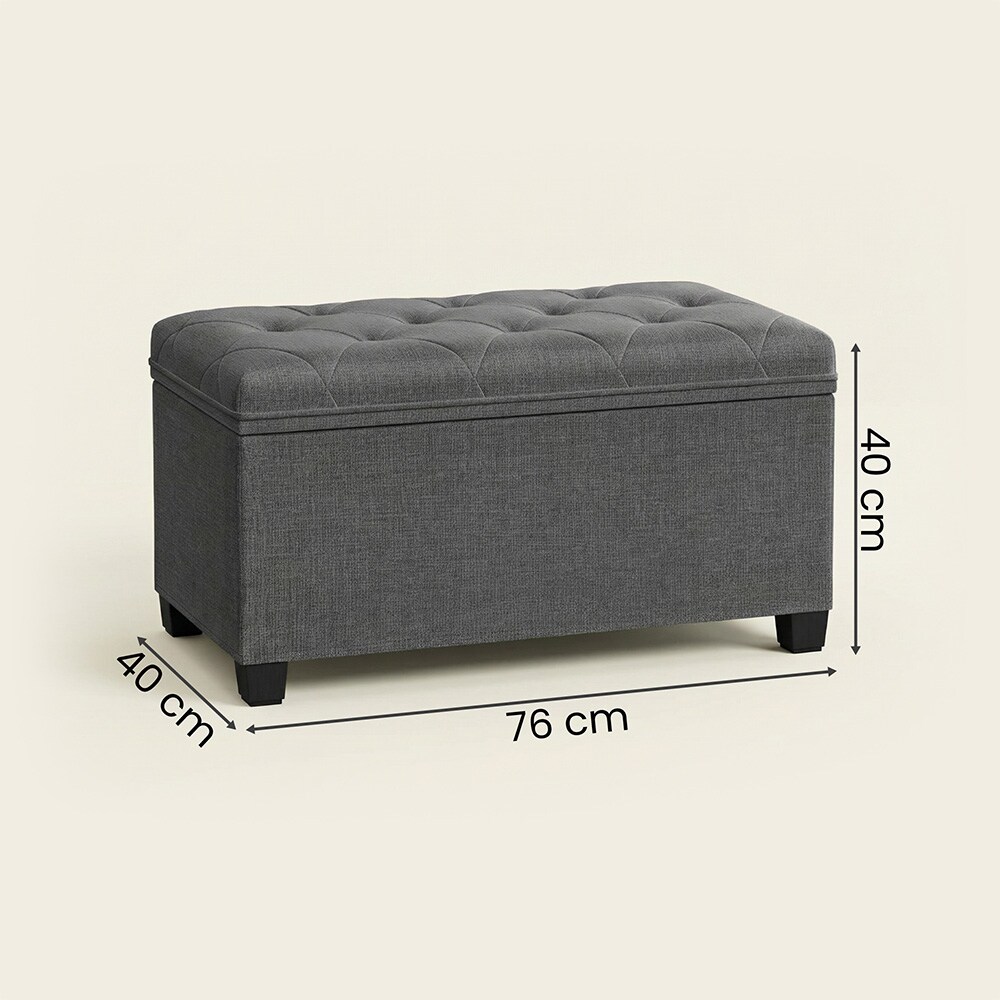 Myk oppbevaringsbenk med sittepute 76x40x40cm - Grå