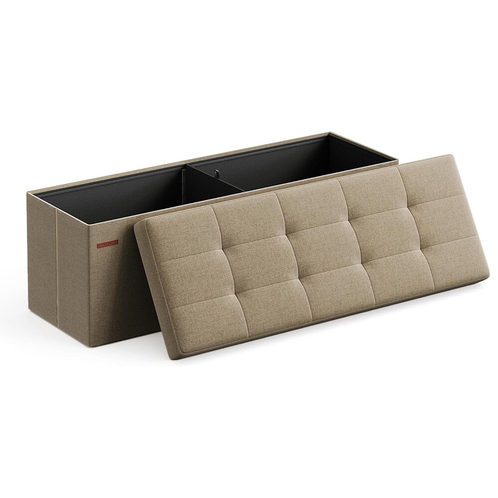 Myk oppbevaringsbenk med sittepute 110x38x38cm - Brun