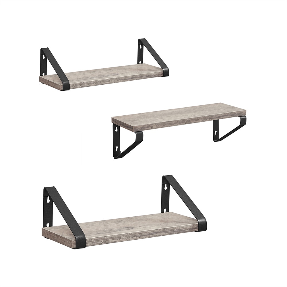 Vendbar vegghylle 40 cm 3-pk Grå/Svart