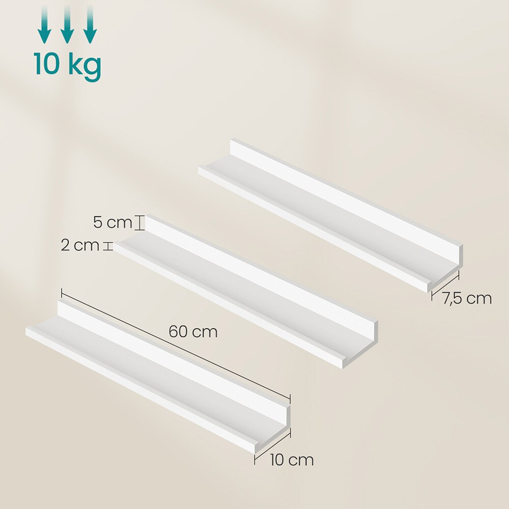 Vegghylle / Fotohylle 3-pk 23,6cm - Hvit