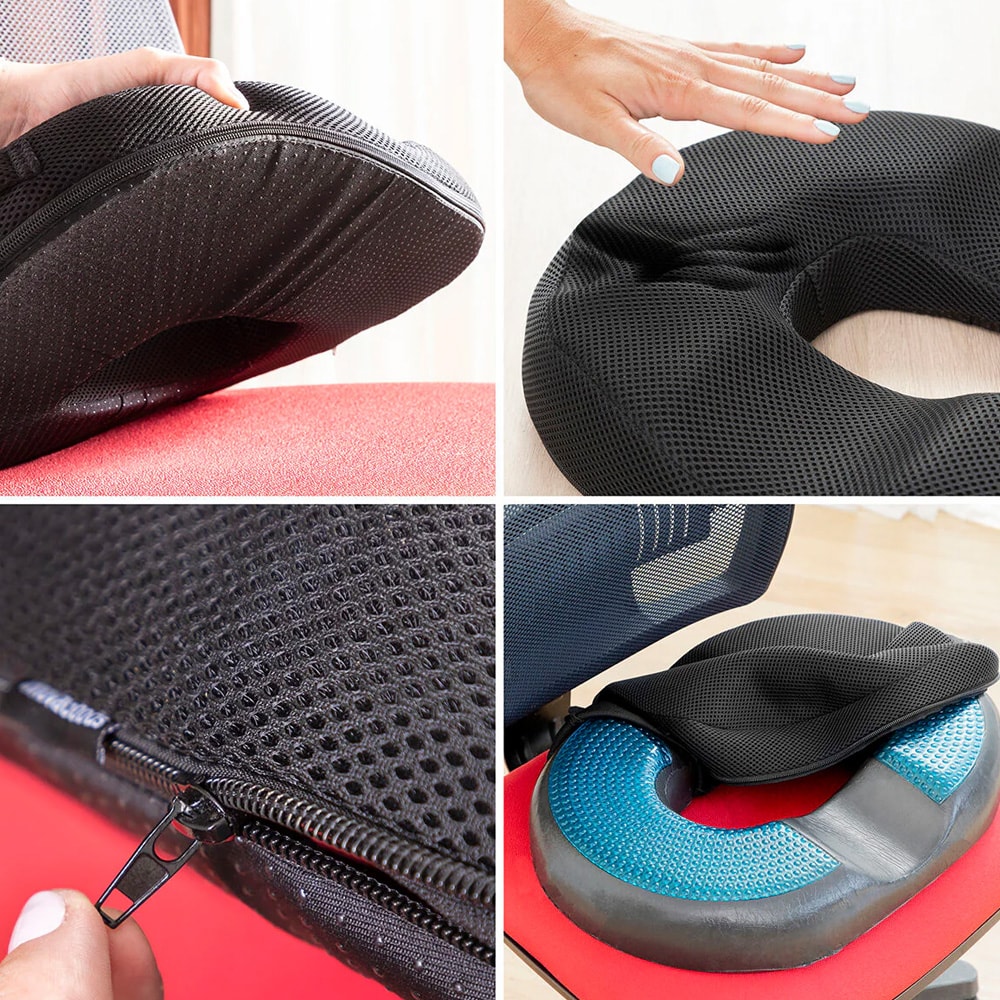 Ortopedisk sittepute med gel og bambuskull