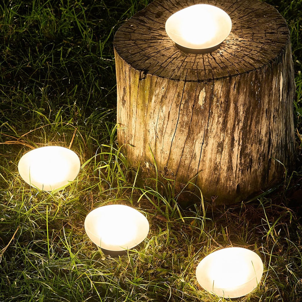 Solcellelampe stein varm hvit / hagebelysning sol / dekorativ utendørs lampe IP65 / LED steinlampe