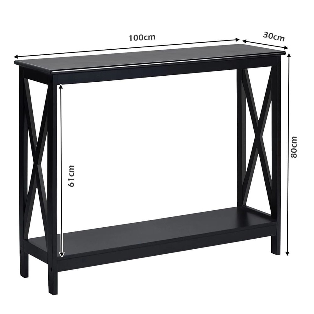 Konsollbord med nedre hylle 100cm - Svart