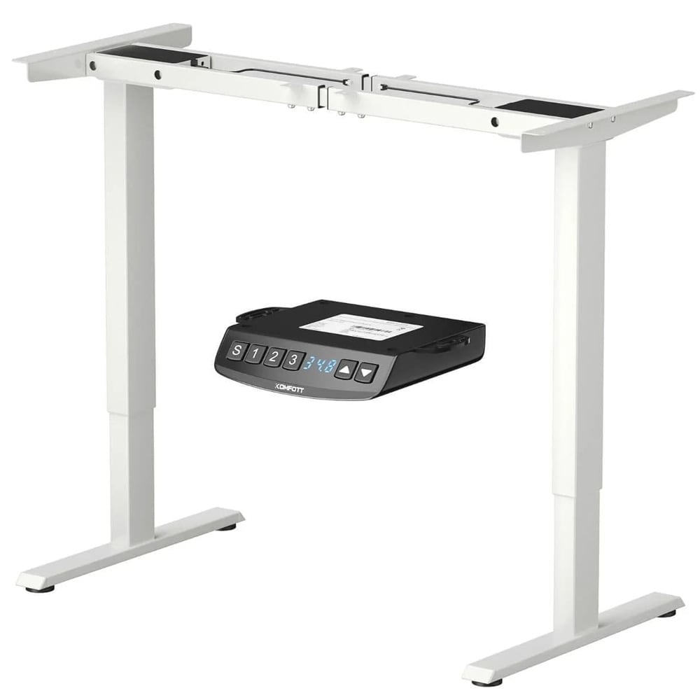 Elektrisk høydejusterbart skrivebordsunderstell med to motorer og justerbar bredde - Hvit