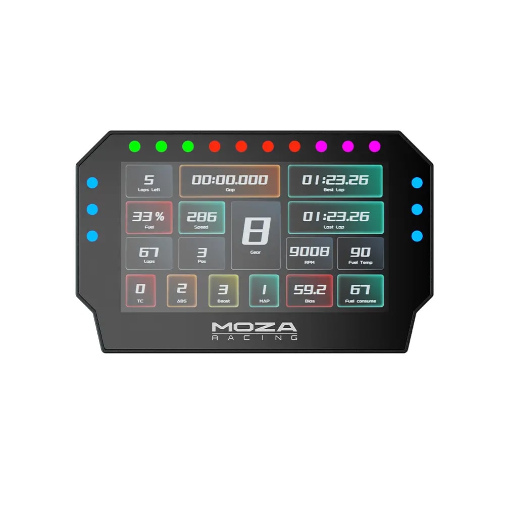 Moza CM2 Racing Dash dashbord med 5-tommers berøringsskjerm og RGB-indikatorer
