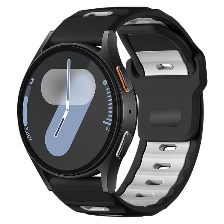 Silikonreim til Samsung Galaxy Watch7 / FE / 6 / 5 / 4 – Svart/Hvit