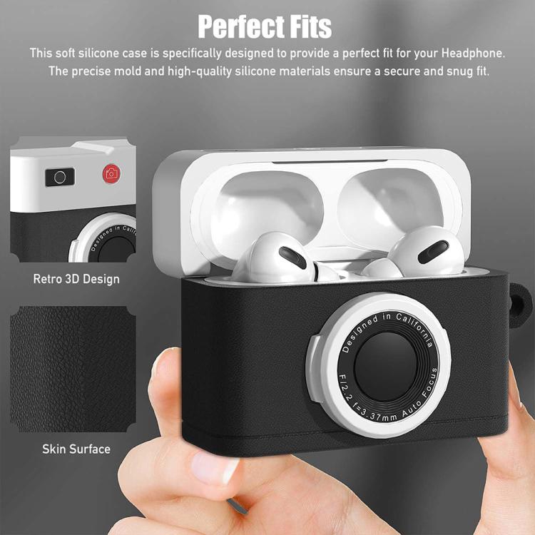 Etui for AirPods Pro 3 i retro kameradesign – Svart silikon